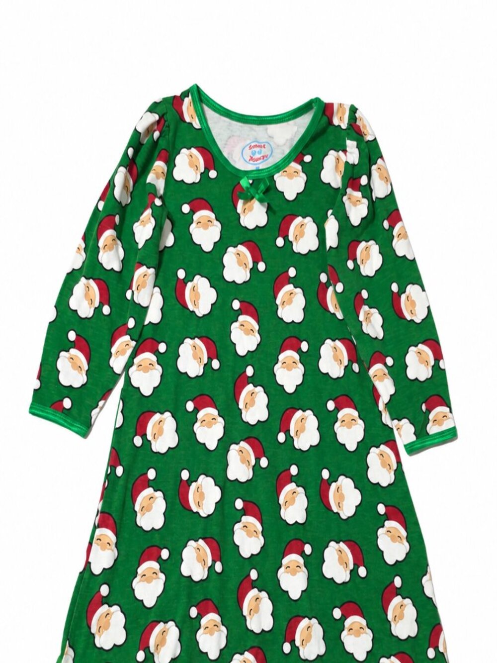 Sara's Prints Girls Santa Christmas Nightgown Green Holiday Pajamas Size 3